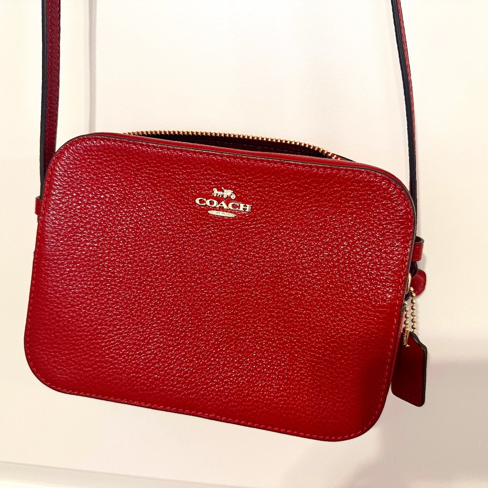 Red Leather Coach Side Bag